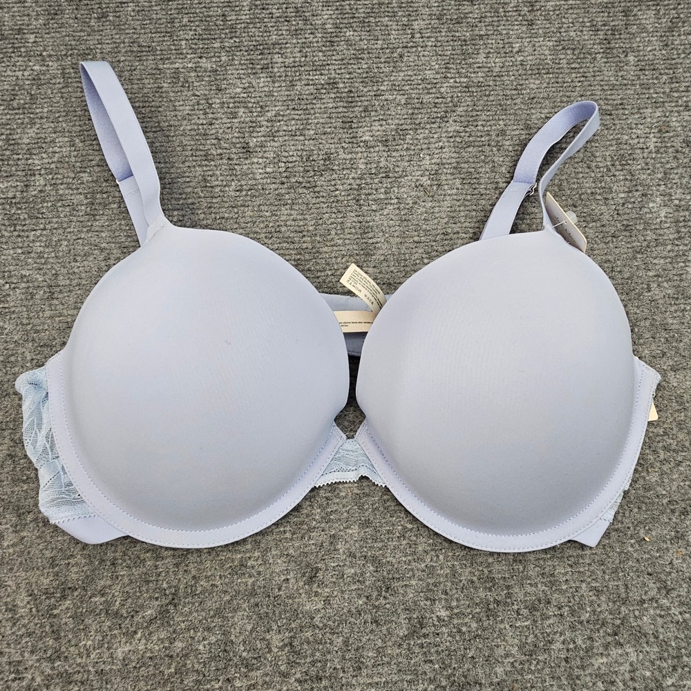 On Gossamer Push Up Bra Womens Wired‎ 34DD Baby Lavender Sleek Micro Lace G9200